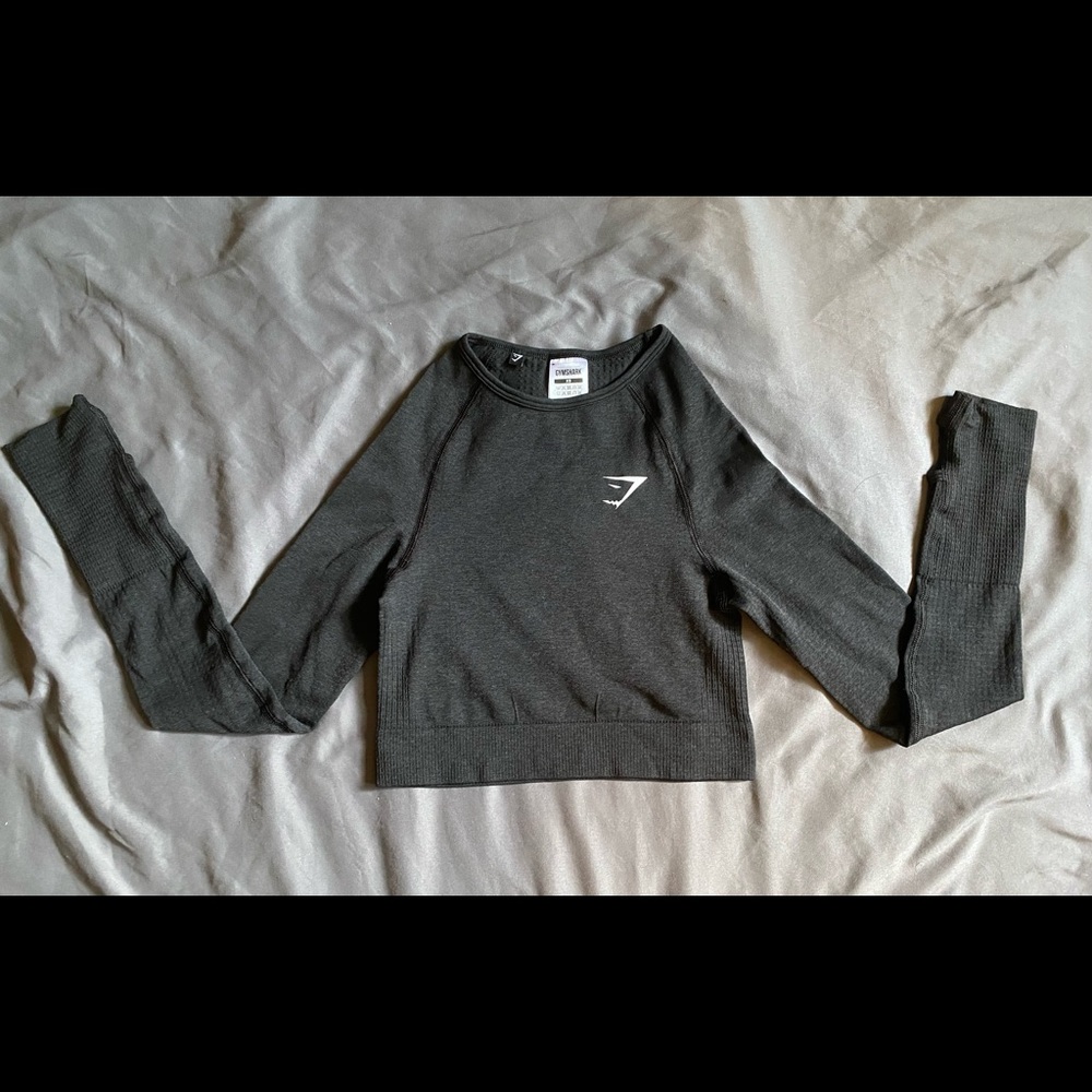 Vital Seamless 2.0 Long Sleeve Crop top XS - Black Marl